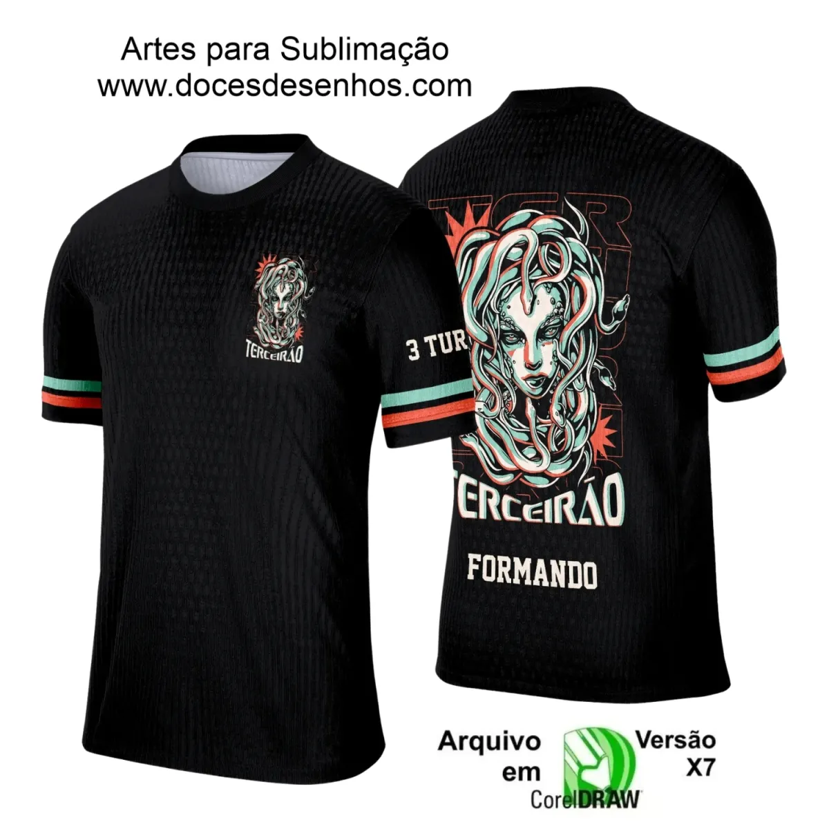 Estampa para Camiseta Escolar – Arte Vetor - Uniforme Concluintes 2025 – Terceirão 2025 – Medusa