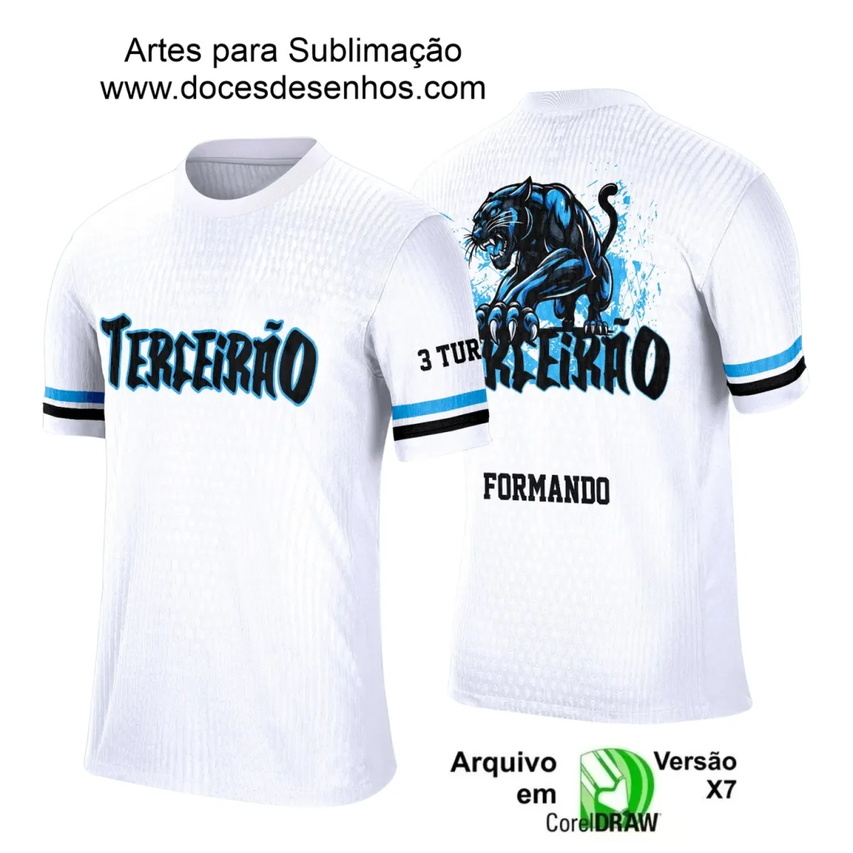 Estampa para Camiseta Escolar – Arte Vetor - Uniforme Concluintes 2025 – Terceirão 2025 – Pantera