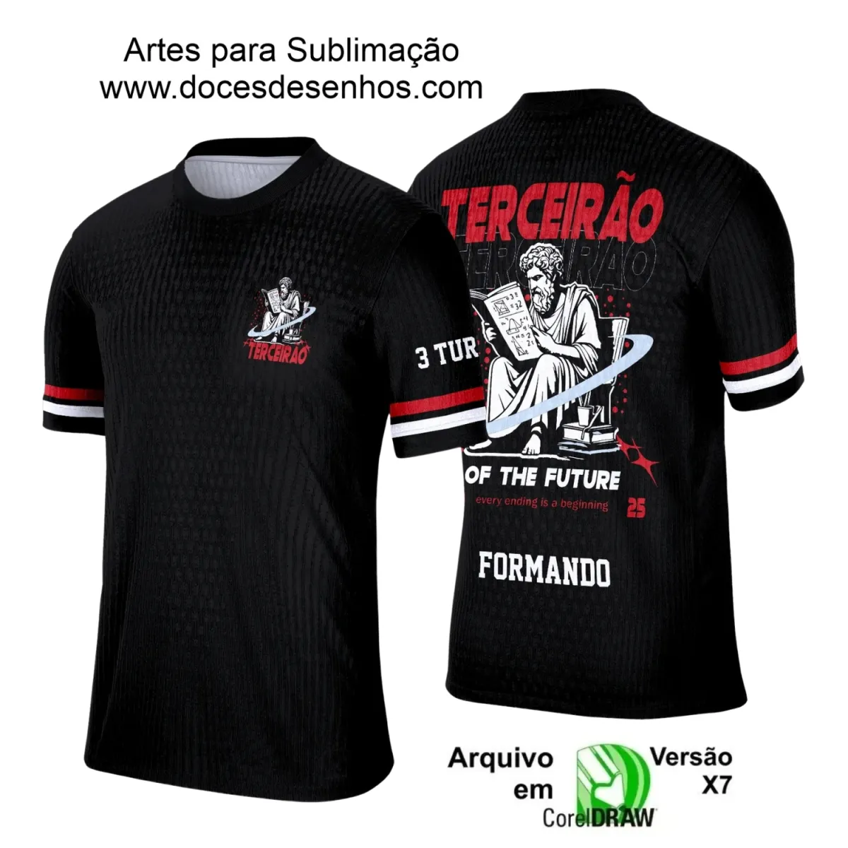 Estampa para Camiseta Escolar – Arte Vetor - Uniforme Concluintes 2025 – Terceirão 2025 – Sócrates