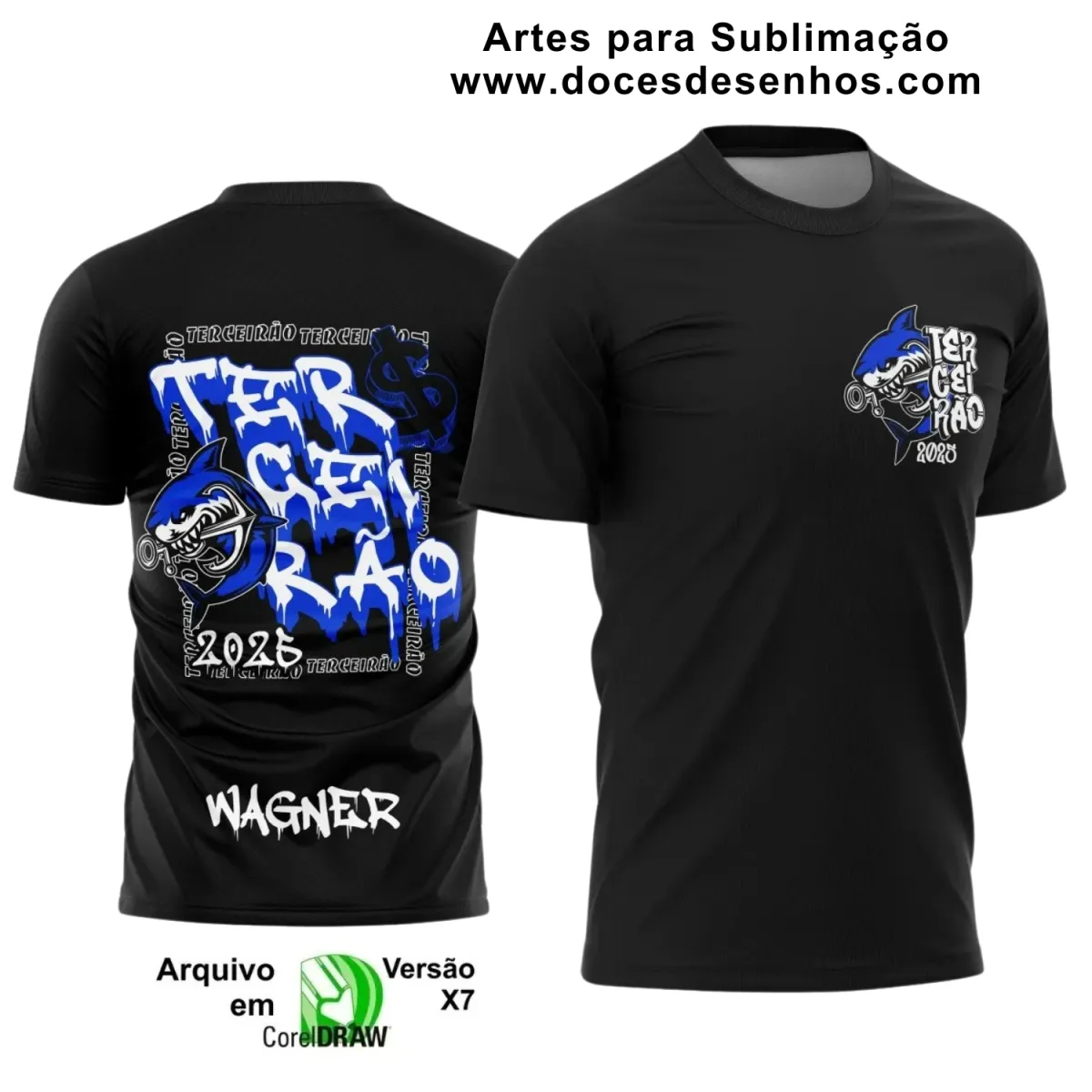 Estampa para Camiseta Escolar – Arte Vetor - Uniforme Concluintes 2025 – Terceirão 2025 – Tubarão