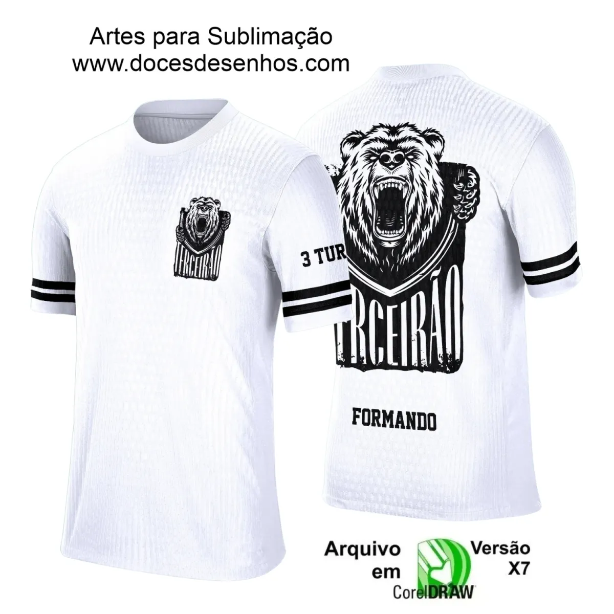 Estampa para Camiseta Escolar – Arte Vetor - Uniforme Concluintes 2025 – Terceirão 2025 – Urso