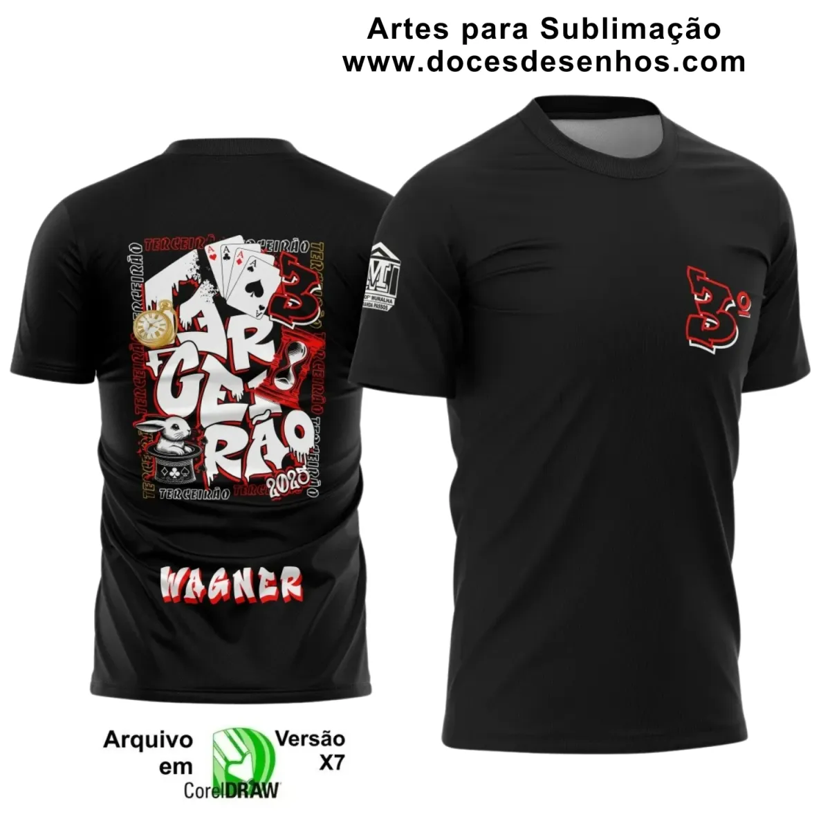 Estampa para Camiseta Escolar – Arte Vetor - Uniforme Concluintes  2025 – Terceirão: Estilo  Coelho