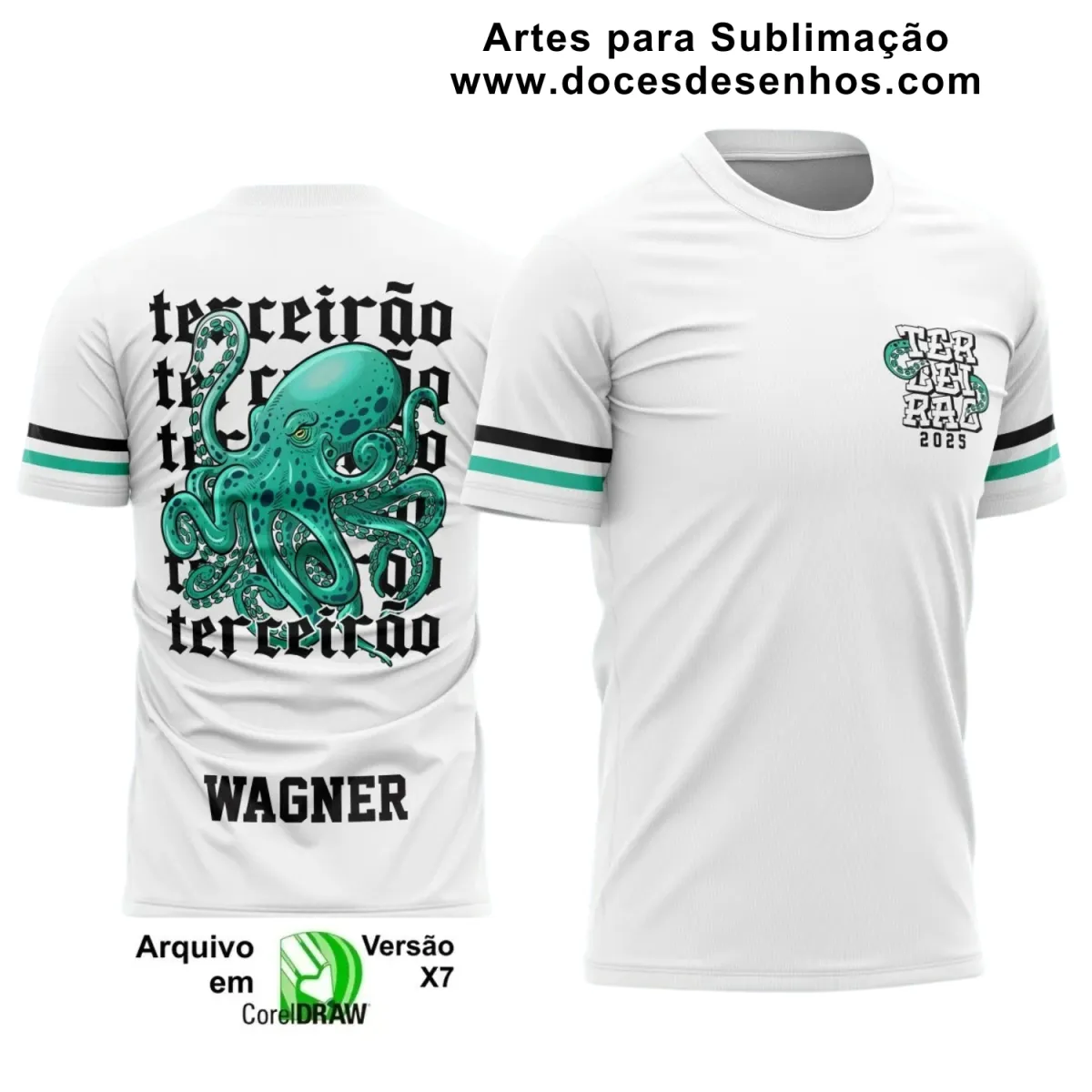 Estampa para Camiseta Escolar – Arte Vetor - Uniforme Concluintes 2025 – Terceirão: Estilo Polvo