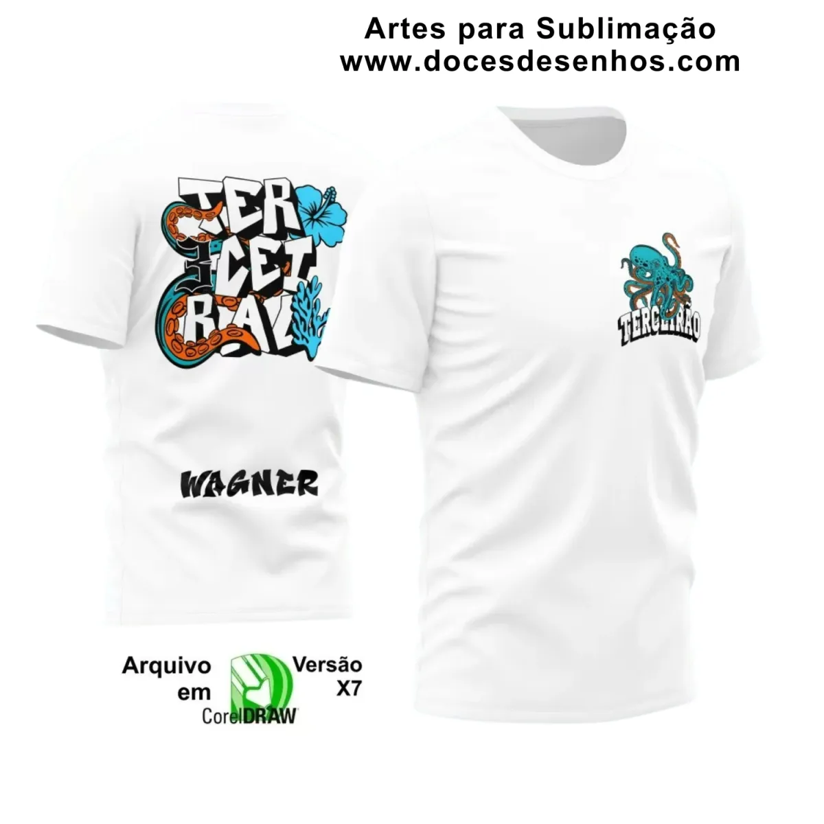 Estampa para Camiseta Escolar – Arte Vetor - Uniforme Concluintes 2025 – Terceirão: Estilo Polvo