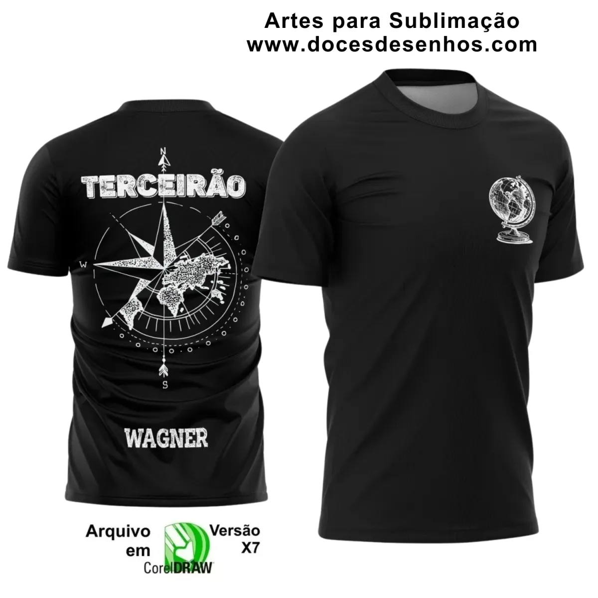 Estampa para Camiseta Escolar – Arte Vetor - Uniforme Concluintes 2025 – Terceirão: Estilo Rosa dos Ventos