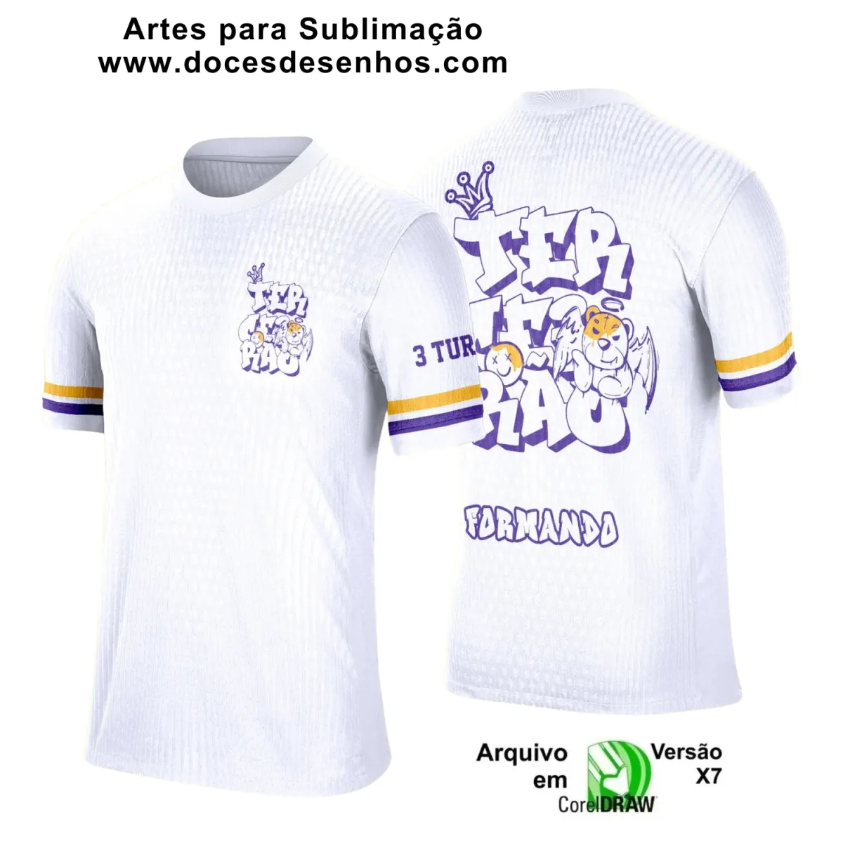 Estampa para Camiseta Escolar – Arte Vetor - Uniforme Concluintes  2025 – Terceirão : Estilo Urso