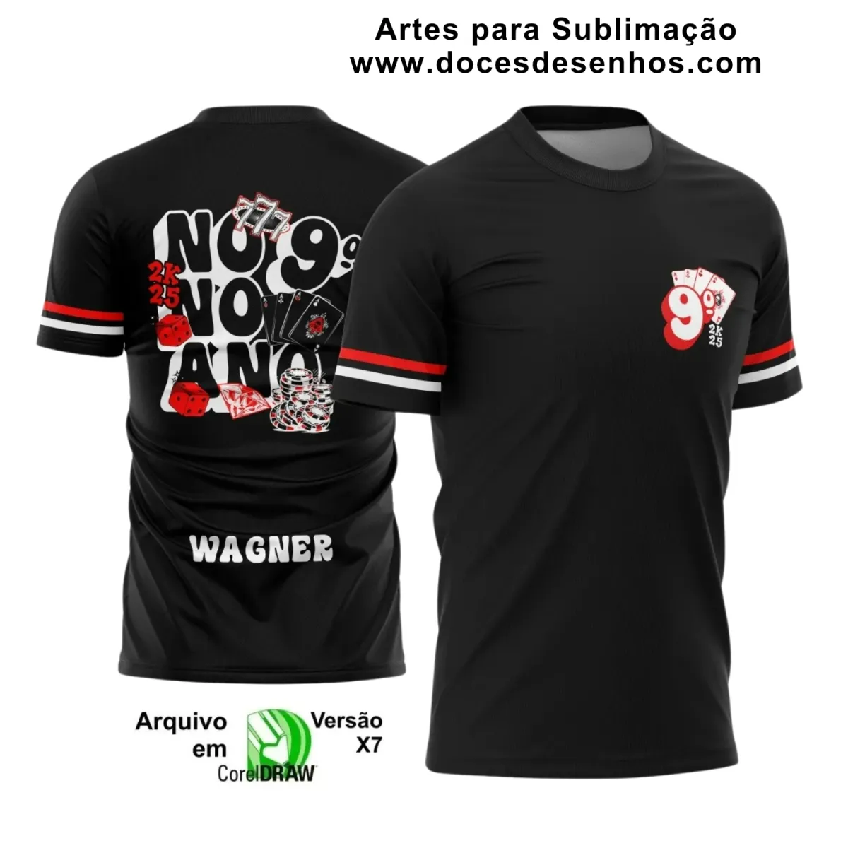 Estampa para Camiseta Escolar – Arte Vetor - Uniforme Concluintes – Nono Ano 2025: Estilo Cassino