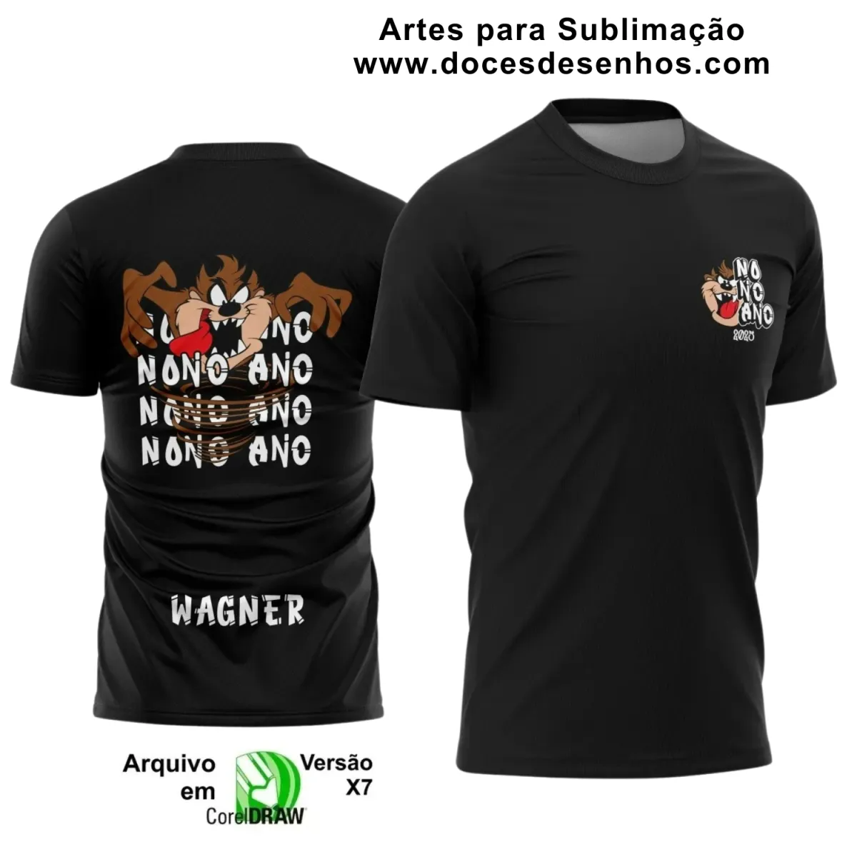 Estampa para Camiseta Escolar – Arte Vetor - Uniforme Concluintes – Nono Ano - Estilo : Taz Mania - Demônio da Tasmânia