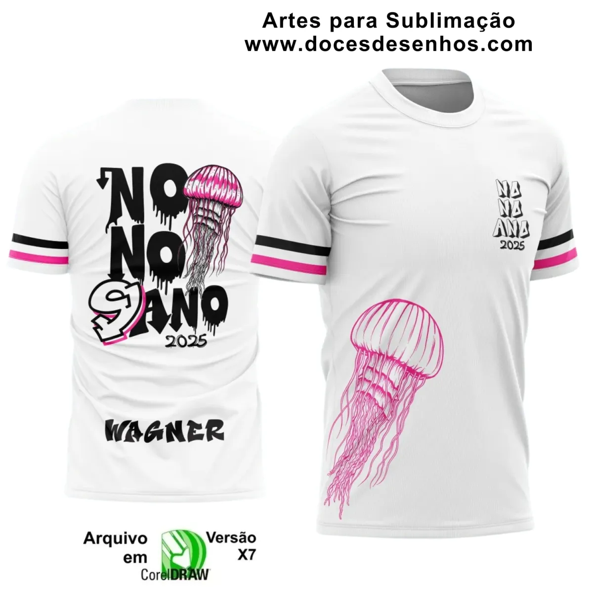 Estampa para Camiseta Escolar – Arte Vetor - Uniforme Concluintes  – Nono Ano : Estilo Água-Viva