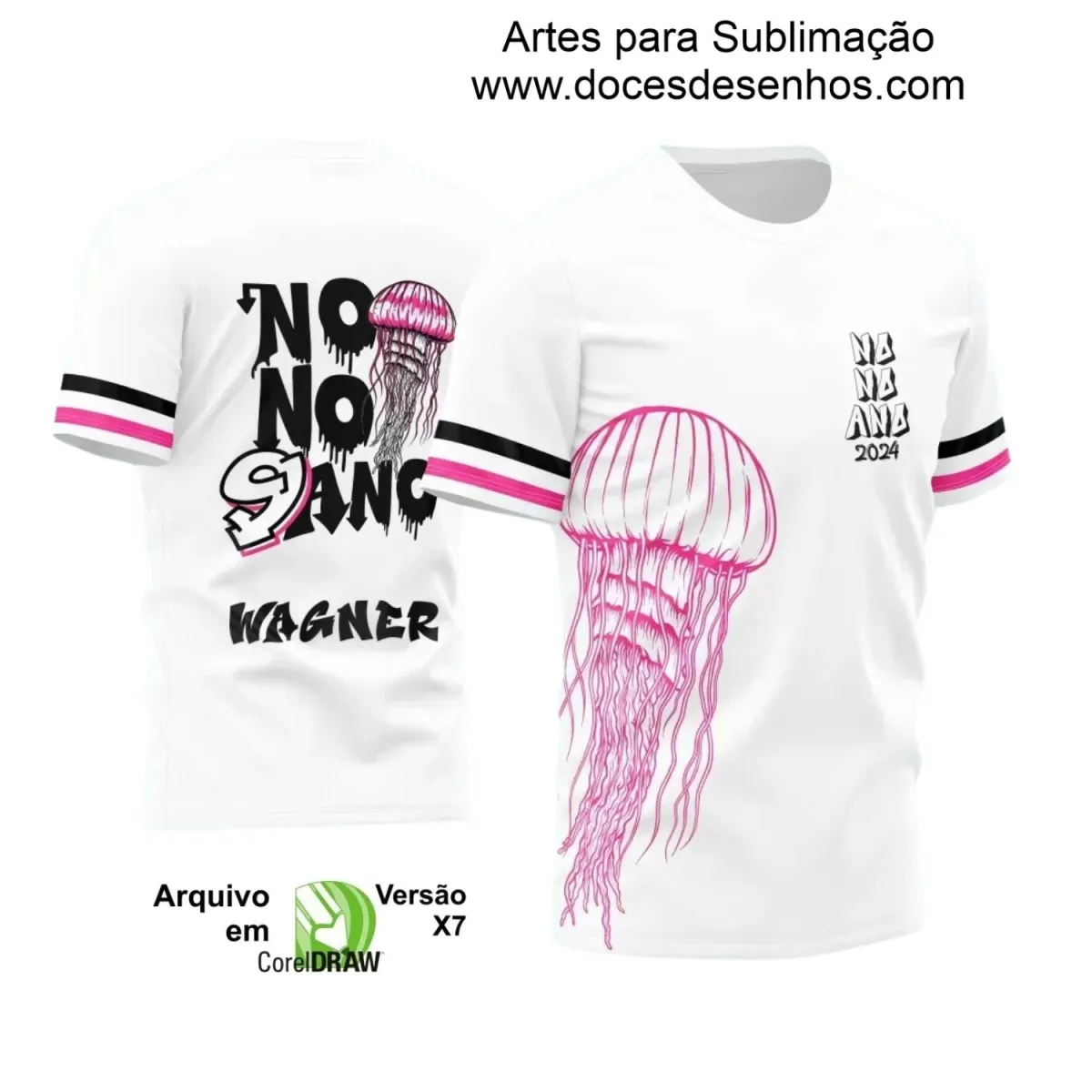 Estampa para Camiseta Escolar – Arte Vetor - Uniforme Concluintes  – Nono Ano : Estilo Água-Viva