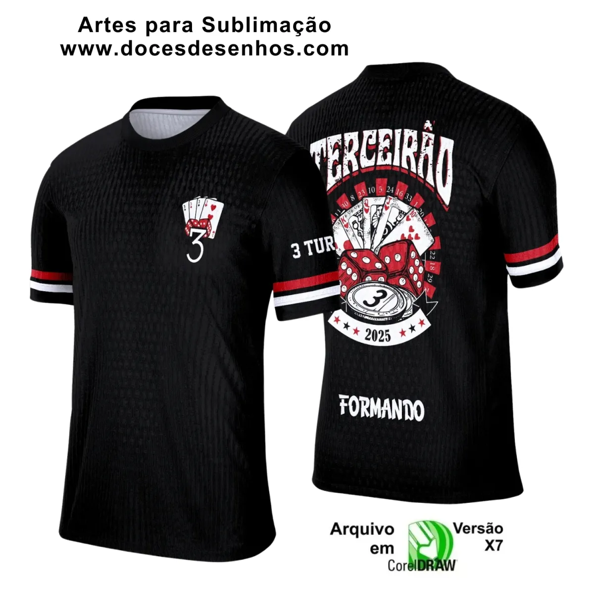 Estampa para Camiseta Escolar – Arte Vetor - Uniforme Concluintes – Terceirão: Estilo Cassino