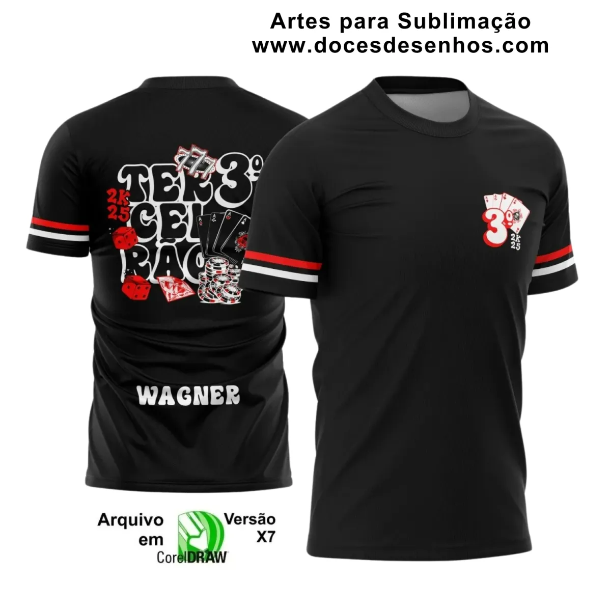 Estampa para Camiseta Escolar – Arte Vetor - Uniforme Concluintes – Terceirão: Estilo Cassino