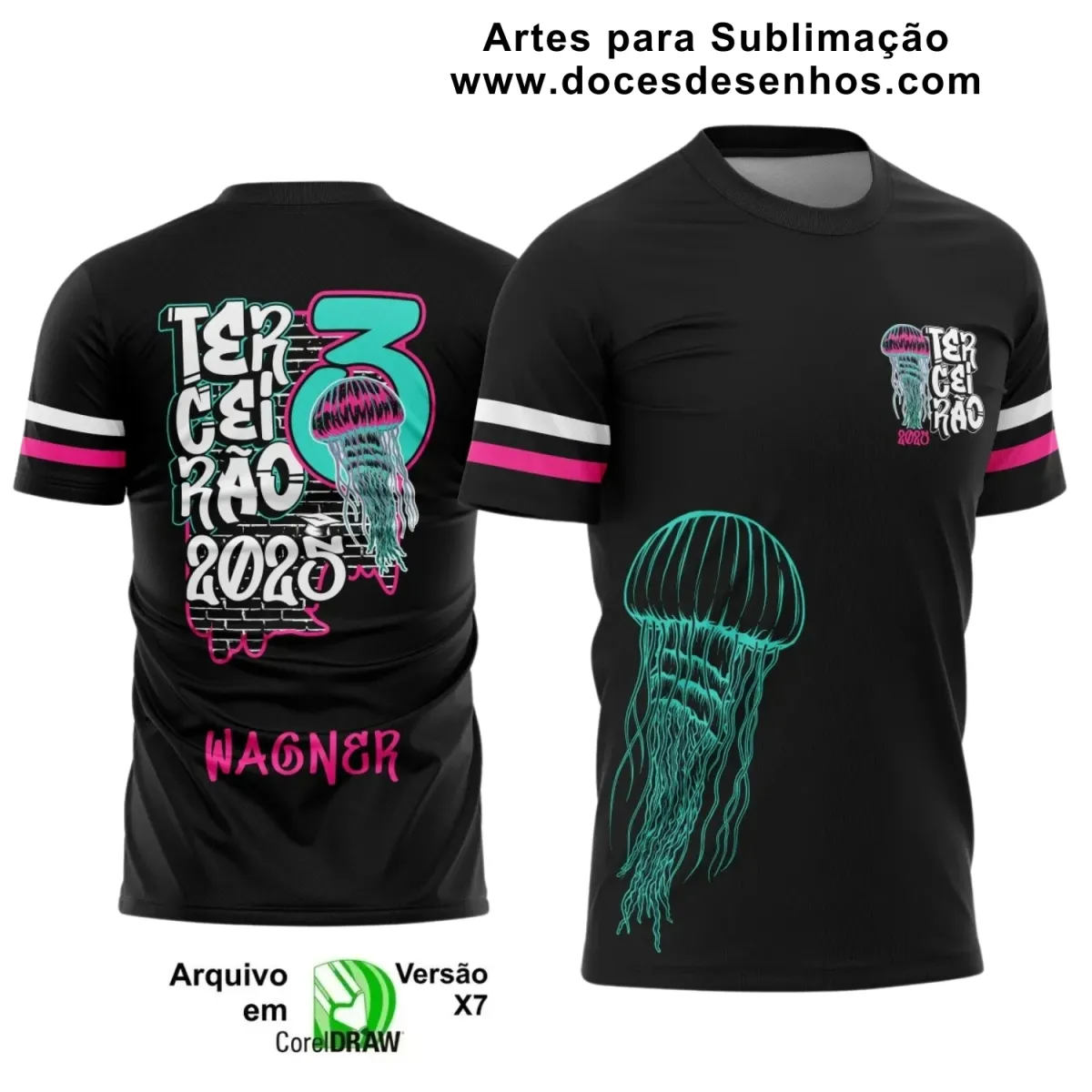 Estampa para Camiseta Escolar – Arte Vetor - Uniforme Concluintes – Terceirão : Estilo Água-Viva