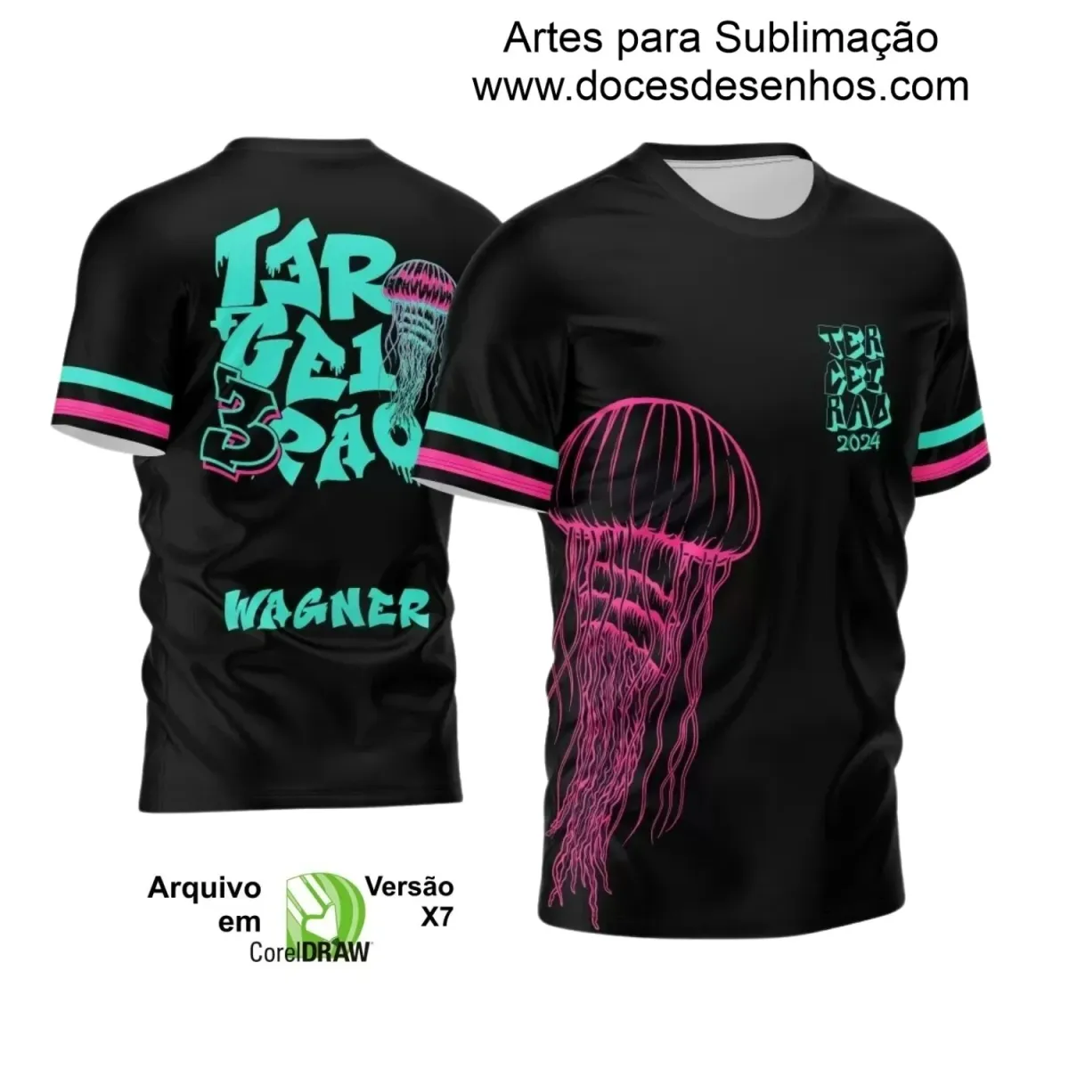 Estampa para Camiseta Escolar – Arte Vetor - Uniforme Concluintes – Terceirão : Estilo Água-Viva