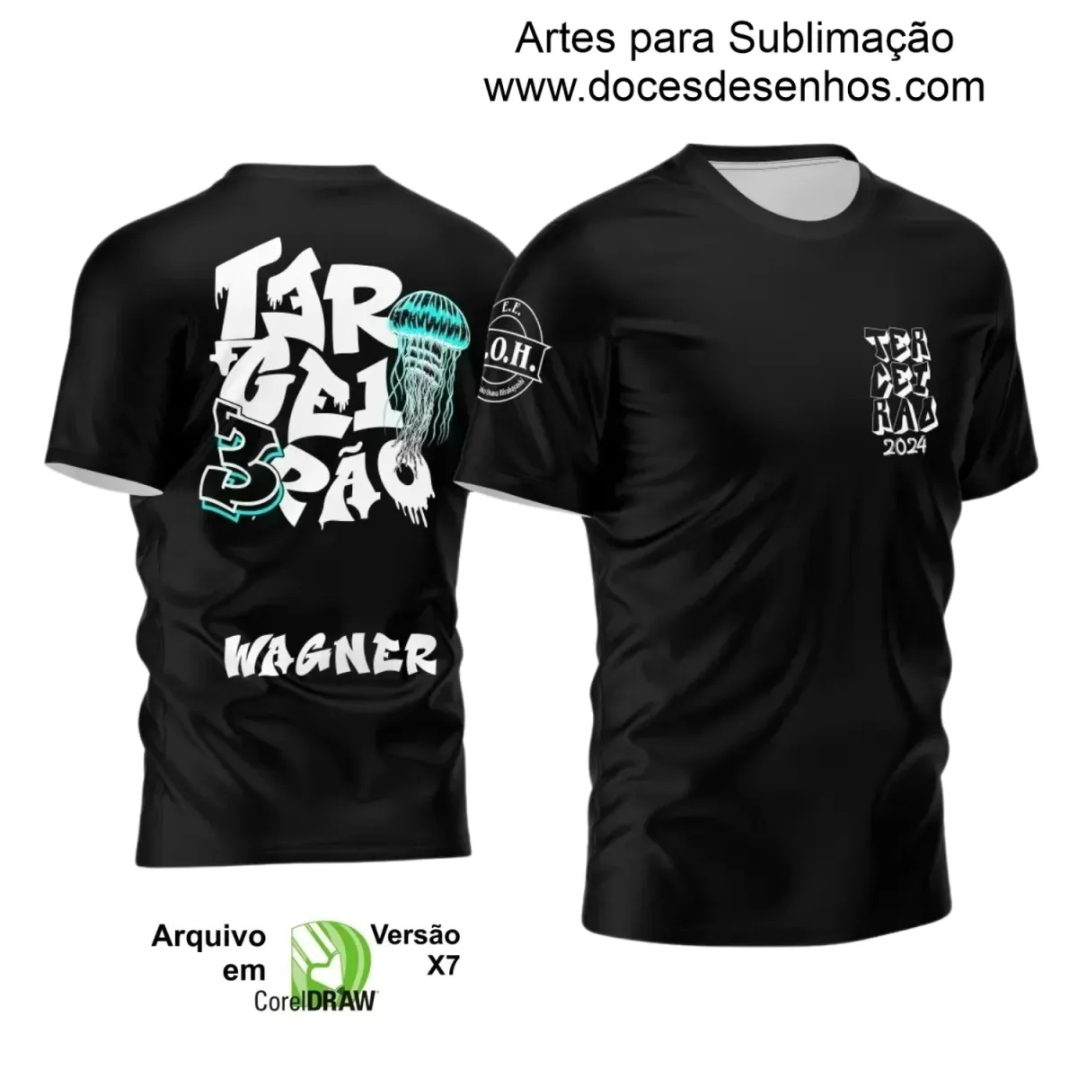 Estampa para Camiseta Escolar – Arte Vetor - Uniforme Concluintes – Terceirão : Estilo Água-Viva