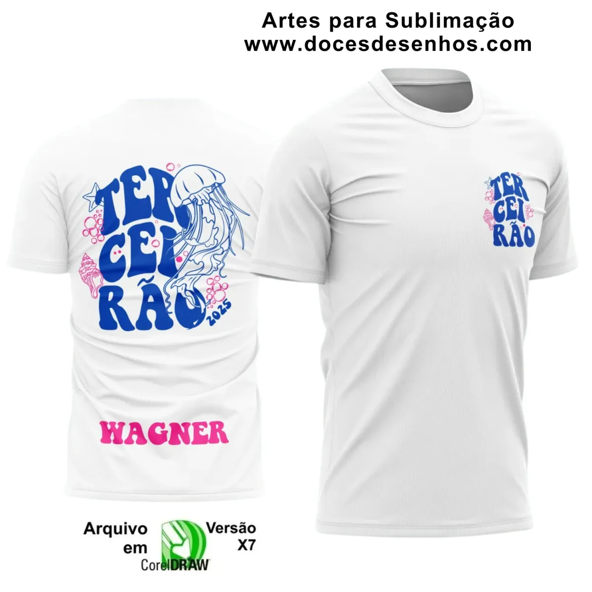 Estampa para Camiseta Escolar – Arte Vetor - Uniforme Concluintes – Terceirão : Estilo Água-Viva