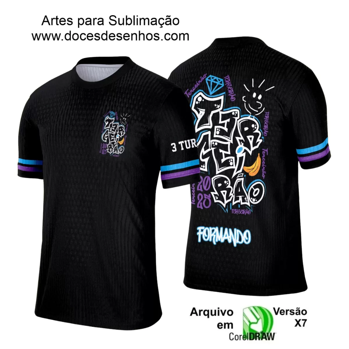 Estampa para Camiseta Escolar – Uniforme Concluintes 2025 – Terceirão 2025 – Grafite Diamante