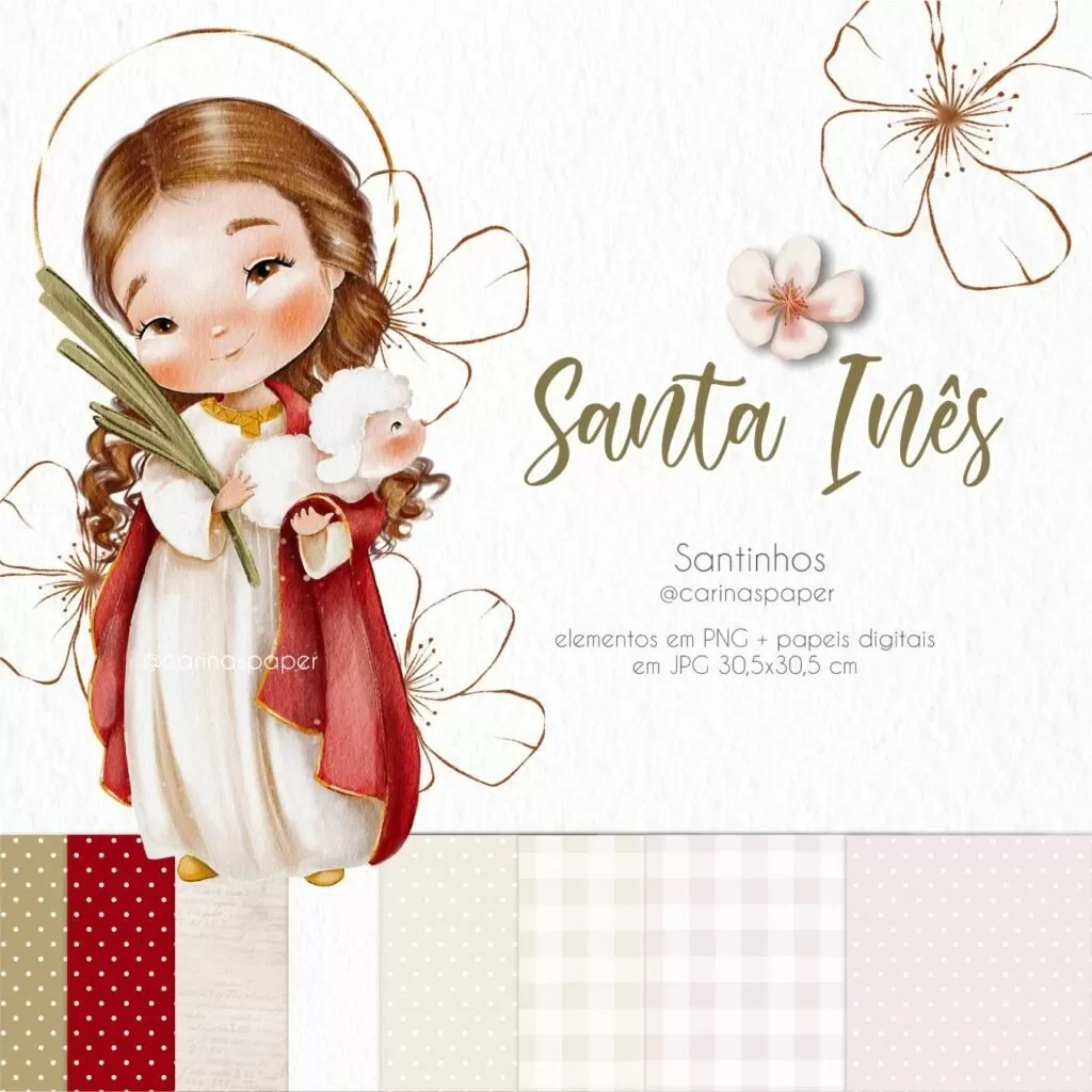 Kit Digital Ilustrações Santa Inês – Santinhos (Carinas Paper)