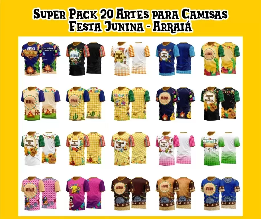 Pacote 20 Artes - Camisetas Festa Junina Sublimação 