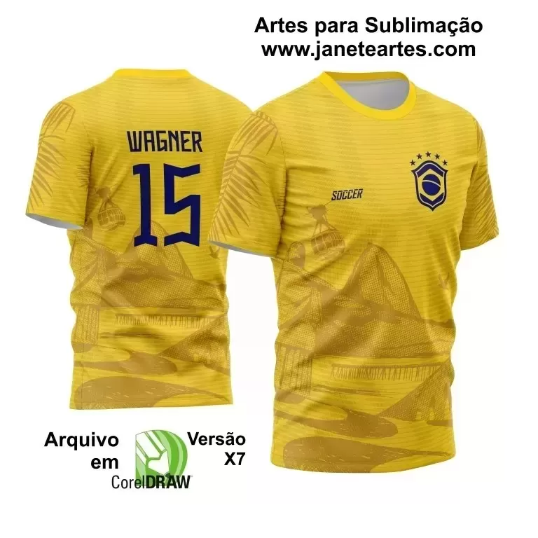 Template Camisa Amarela Interclasse 2024 - Jogos Internos 2024 - Brasil Cristo Redentor - Futebol 2024