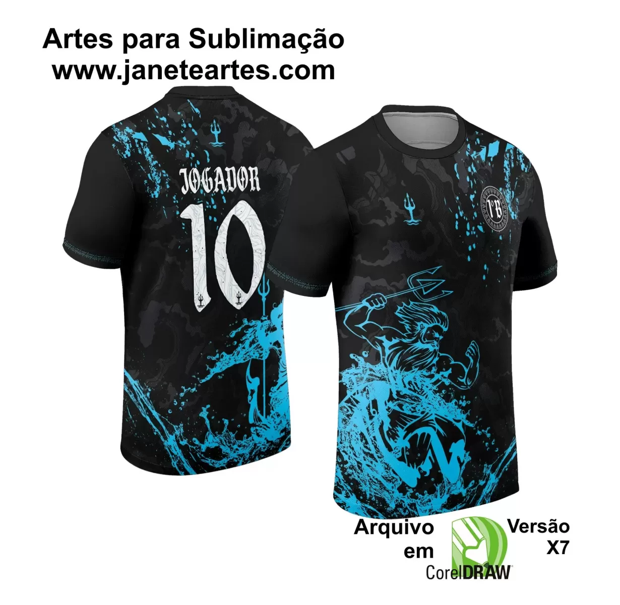 Template Camisa Preta e Azul Interclasse 2024 - Jogos Internos 2024 - Poseidon