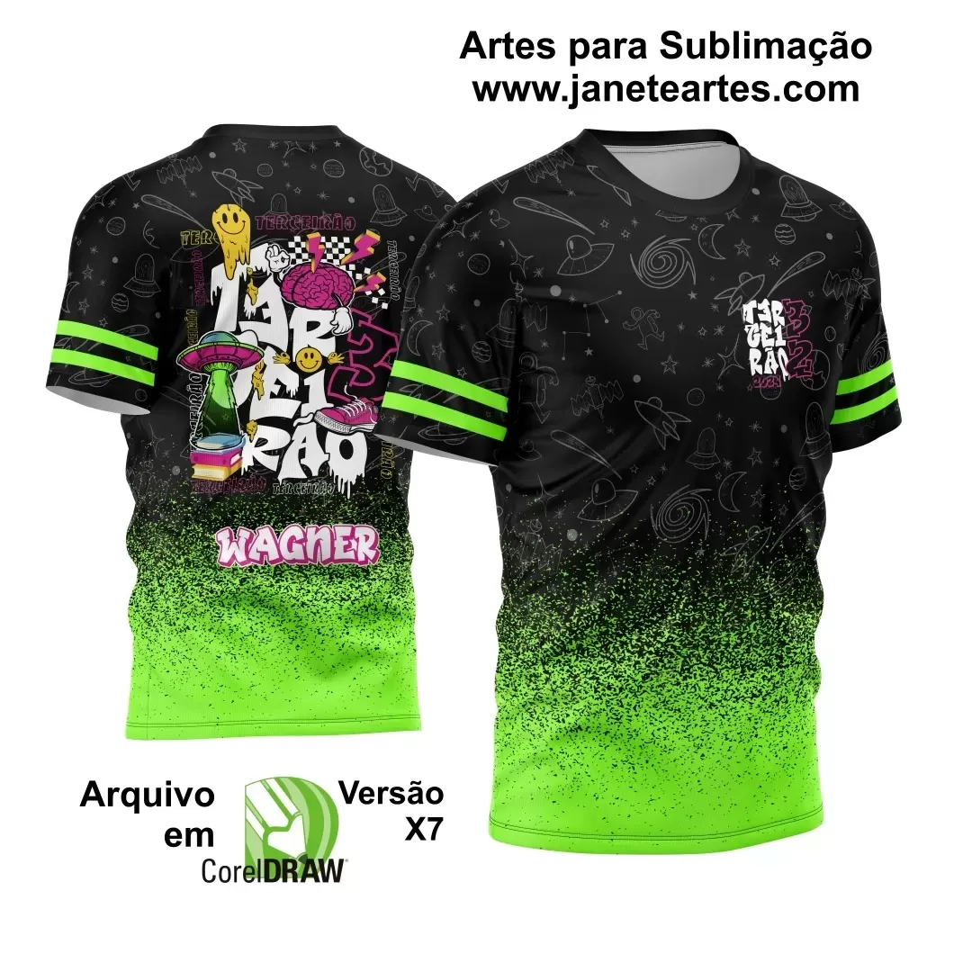 Template Camisa Preta e Verde Terceirão 2024 Alien