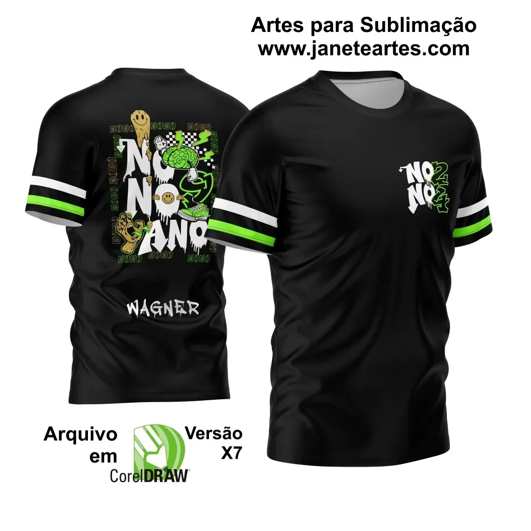 Vetor Camisa  Preta Nono Ano 2024 Cérebro Verde