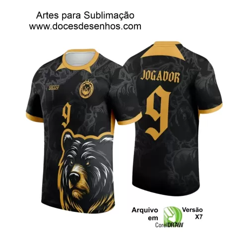  Arte Estampa Camiseta Escolar - Preta - Interclasse 2024 – 2025 - Tema Urso Preto e Dourado