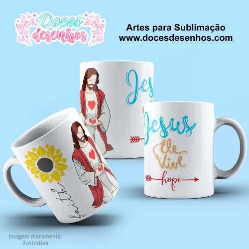  Arte Estampa Caneca - Sublimação - Religião - Jesus - 2024 - 2025