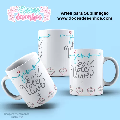  Arte Estampa Caneca - Sublimação - Religião - Jesus - 2024 - 2025