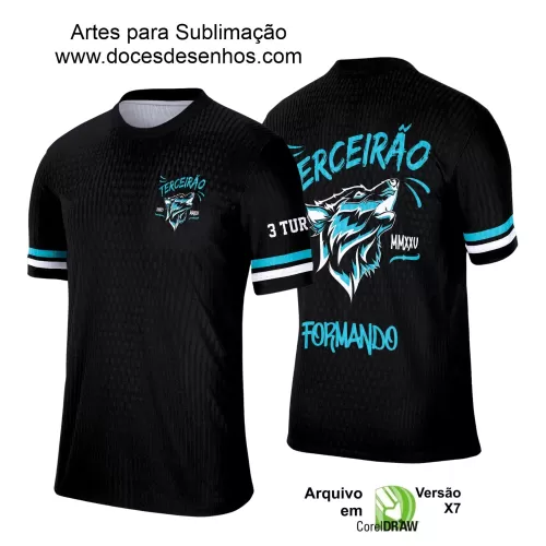  Estampa Camiseta Escolar - Formandos - Concluintes - Terceirão - Lobo - 2025