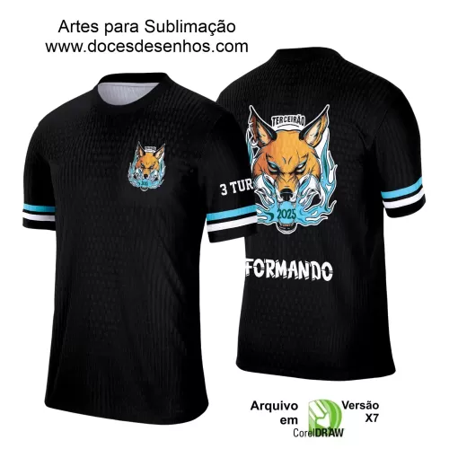  Estampa Camiseta Escolar - Formandos - Concluintes - Terceirão - Lobo - 2025