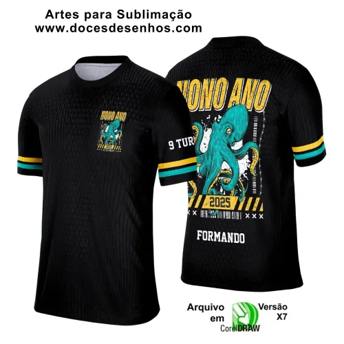  Estampa para Camiseta Escolar – Arte Vetor - Uniforme Concluintes 2025 – Formandos 9º Ano: Estilo Polvo