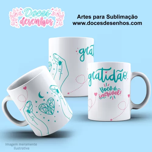 Gratidão em Cada Gole: Arte para Caneca de Sublimação Exclusiva 2025 