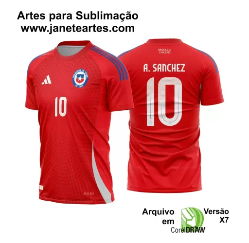  Vetor Camisa Chile Titular 2024 - 2025 + Fonte TTF