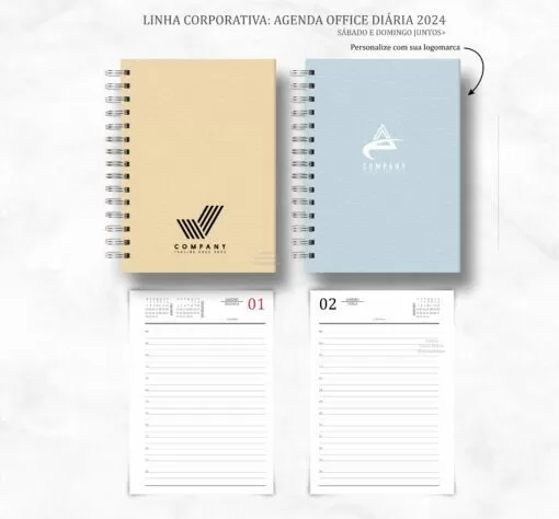 Arquivo Digital Agenda Corporativa Office Diária datada 2024 +9 capas – Carinas Paper