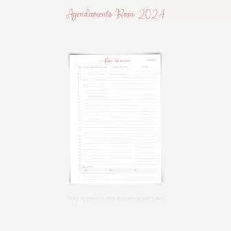 Arquivo Digital Agendamento rosa A5 com 4 capas datado 2024 – Carinas Paper