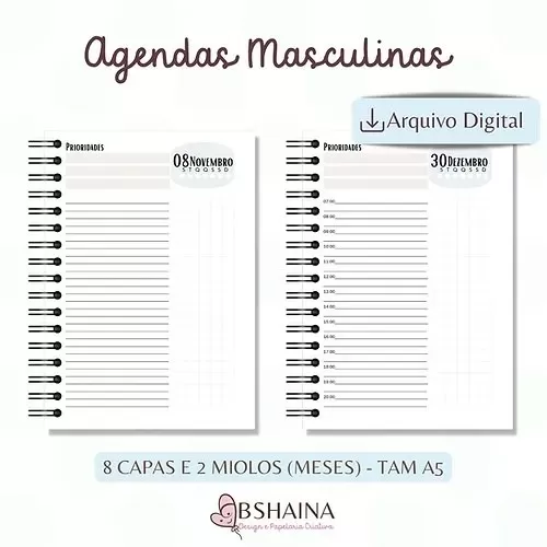 Arquivo Digital – Agendas Masculinas | Miolo Digital – Bia Shaina Design