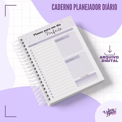 Arquivo Digital – Caderno Planejador Diário A5 – Luminous Paper (Arquivo Digital)