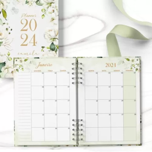 Arquivo Planner 2024 – Coleção Rosas Brancas – Bicho Papel