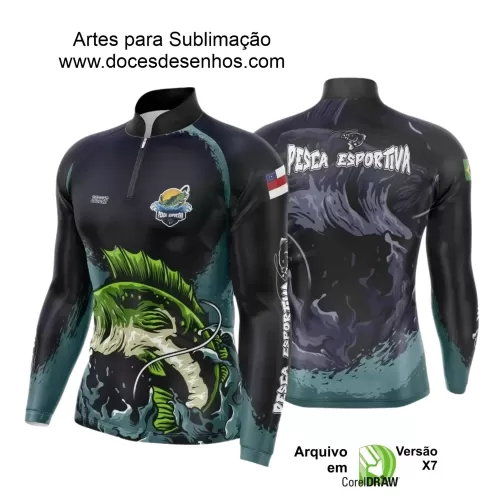 Arte Camiseta de Pesca Esportiva - 2024- 2025 - Templates Prontos