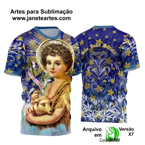 Arte Estampa Camisa Azul 2024 - Religião - Festejo - São João Batista 2024 - 2025