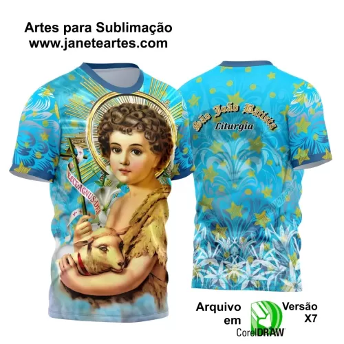 Arte Estampa Camisa Azul 2024 - Religião - Festejo - São João Batista 2024 - 2025