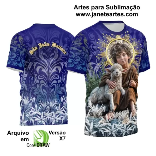 Arte Estampa Camisa Azul 2024 - Religião - São João Batista 2024