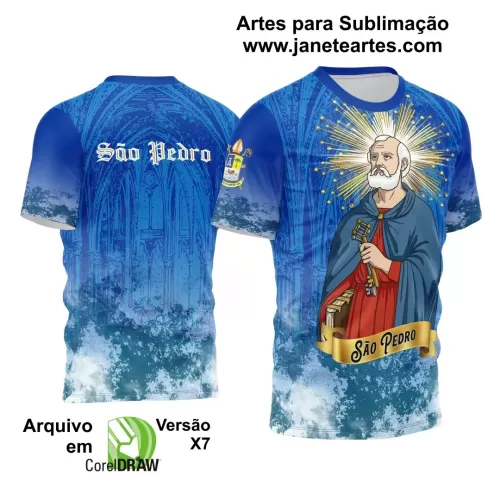 Arte Estampa Camisa Azul Céu 2024 - Religião - São Pedro 2024