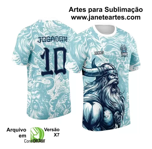 Arte Estampa Camisa Azul - Interclasse 2024 - Jogos Internos 2024 - Time Amador - Vikings