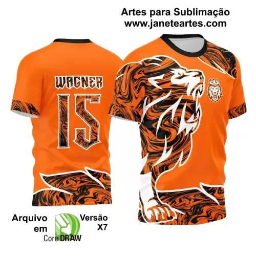 Arte Estampa Camisa Laranja - Interclasse 2024 - Jogos Internos 2024 - Time Amador - Leão