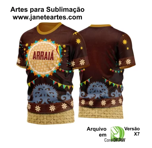 Arte Estampa Camisa Marrom - Arraiá 2024 - Festa Junina 2024 - São João