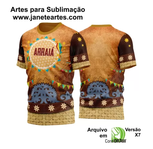 Arte Estampa Camisa Marrom - Arraiá 2024 - Festa Junina 2024 - São João