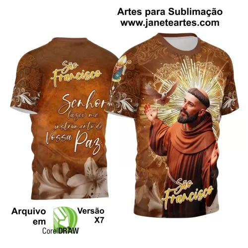 Arte Estampa Camisa Marrom - Religião - Festejo - São Francisco de Assis 2024 